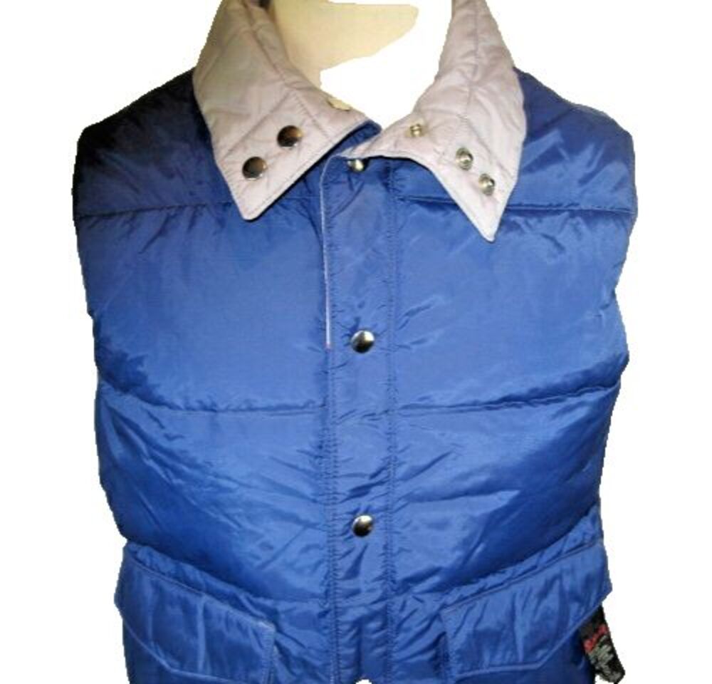 Womens St Moritz BlueGray Nylon Reversible Down/Feather Filled Puffer Vest sz Sm